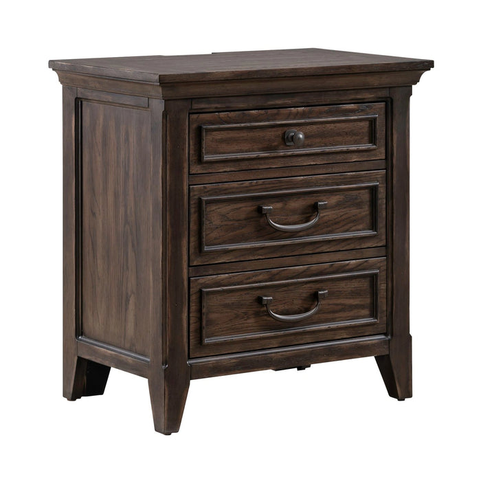 Paradise Valley Nightstand with Charging Station in Saddle Brown image