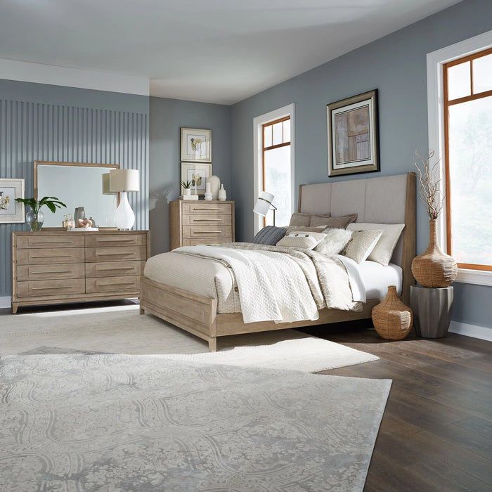 Brentwood King California Uph Bed, Dresser & Mirror, Chest image