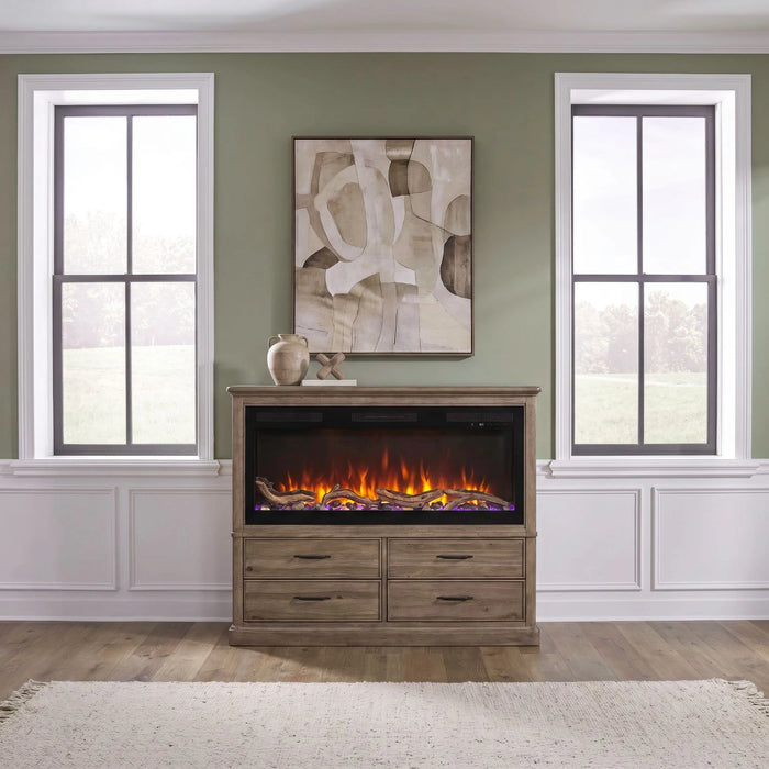 Fireplace TV Consoles 866 4 Drawer Chest w/ Driftwood Fire FTSD image