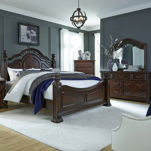 Messina Estates King California Poster Bed, Dresser & Mirror, Chest image