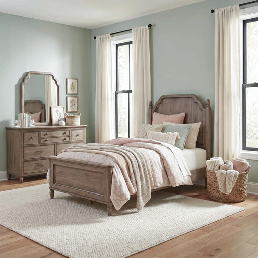 Hickory Grove Panel Bed, Dresser & Mirror image