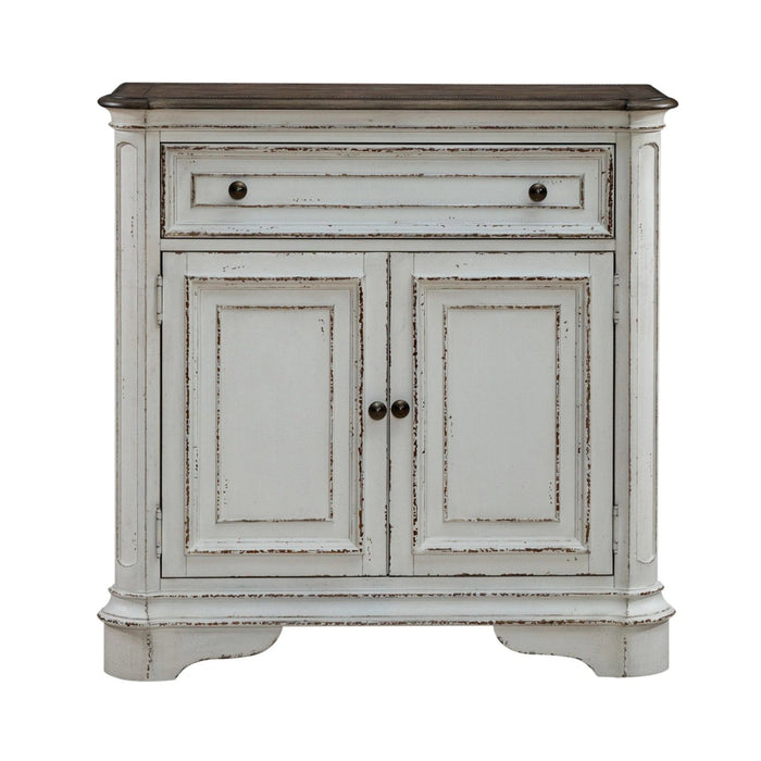 Magnolia Manor Accent Cabinet in Antique White & Weathered Bark EST SHIP TIME APPX 4 WEEKS image