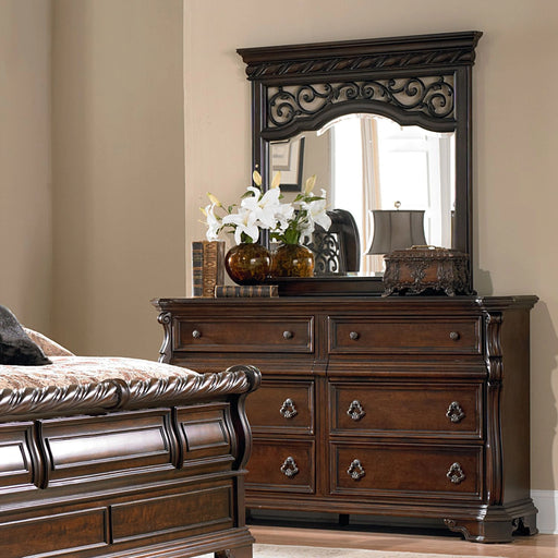 Arbor Place Sleigh Bed, Dresser & Mirror, Night Stand image
