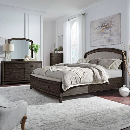 Avalon King Uph Storage Bed, Dresser & Mirror, Chest image