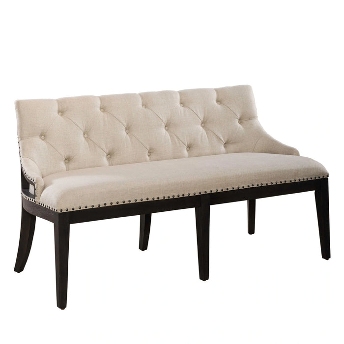 Americana Farmhouse Uph Shelter Dining Bench in Dusty Taupe & Black image
