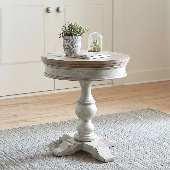 Heartland Round Pedestal Chair Side Table in Antique White image