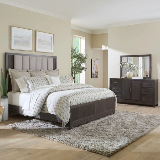 Modern Edge King California Uph Bed, Dresser & Mirror image