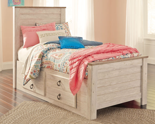 Willowton  Panel Bed With 2 Storage Drawers