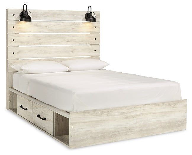 Cambeck Queen Panel Bed with 4 Storage Drawers with Mirrored Dresser, Chest and Nightstand