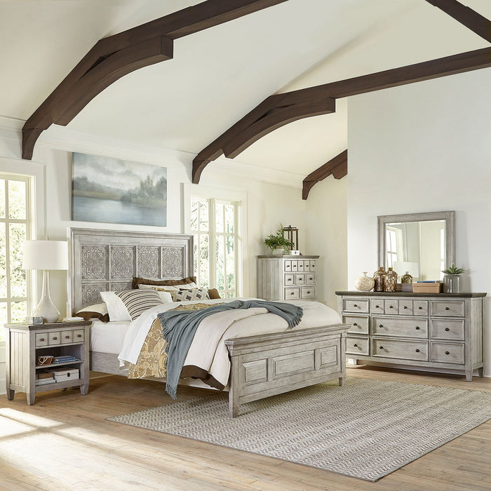 Heartland - King Opt Panel Bed, Dresser & Mirror, Chest, Night Stand