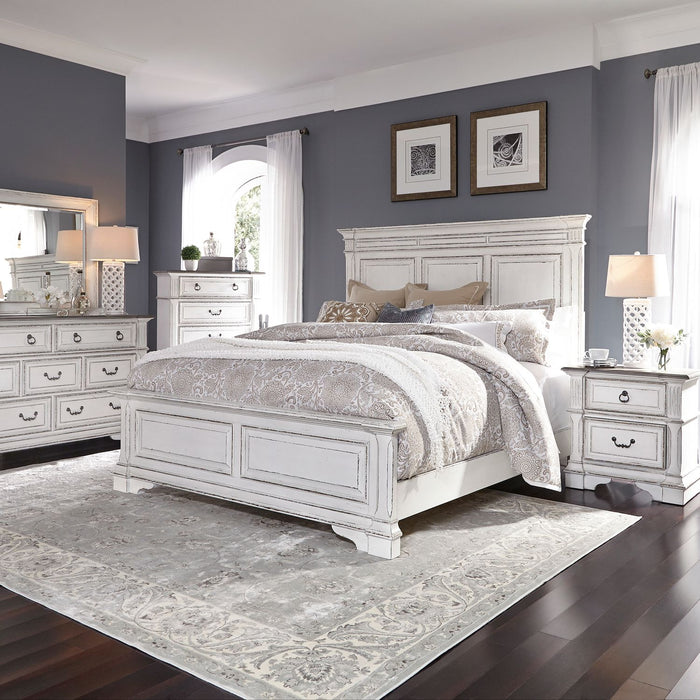 Abbey Park - King California Panel Bed, Dresser & Mirror, Chest, Night Stand