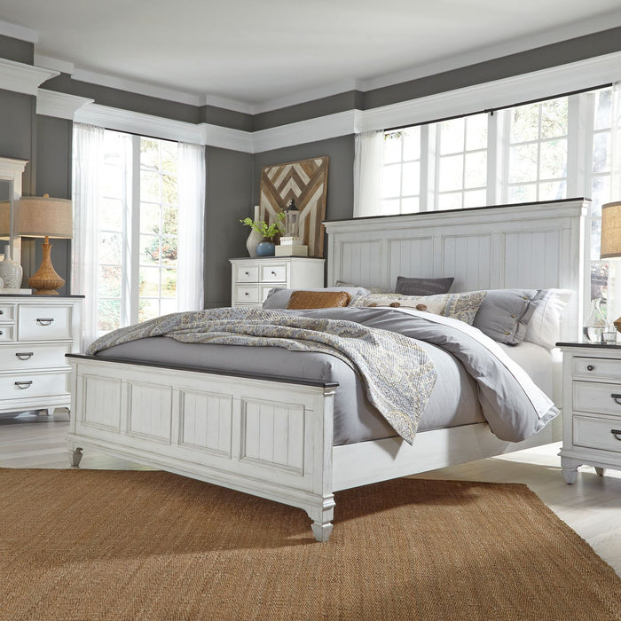 Allyson Park - King Panel Bed, Dresser & Mirror, Chest, Night Stand