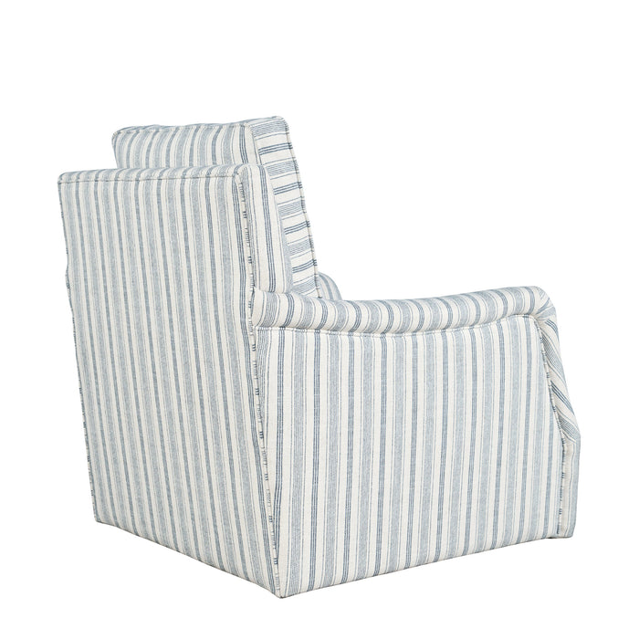 Carter Swivel Accent Chair Blue Stripe