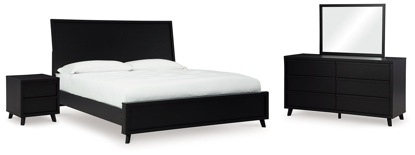 Danziar Queen Panel Bed with Mirrored Dresser and Nightstand