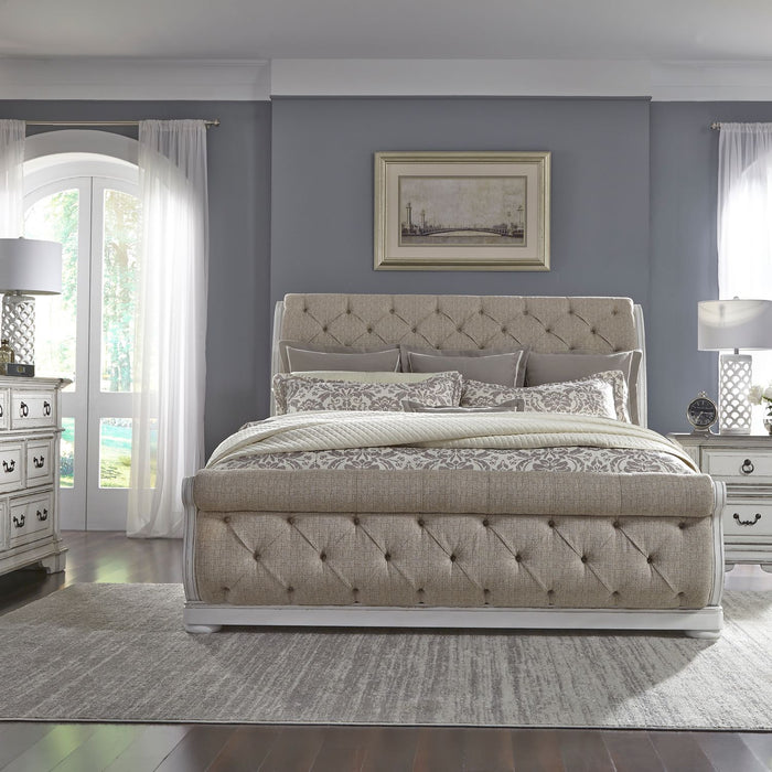 Abbey Park - King California Sleigh Bed, Dresser & Mirror, Night Stand