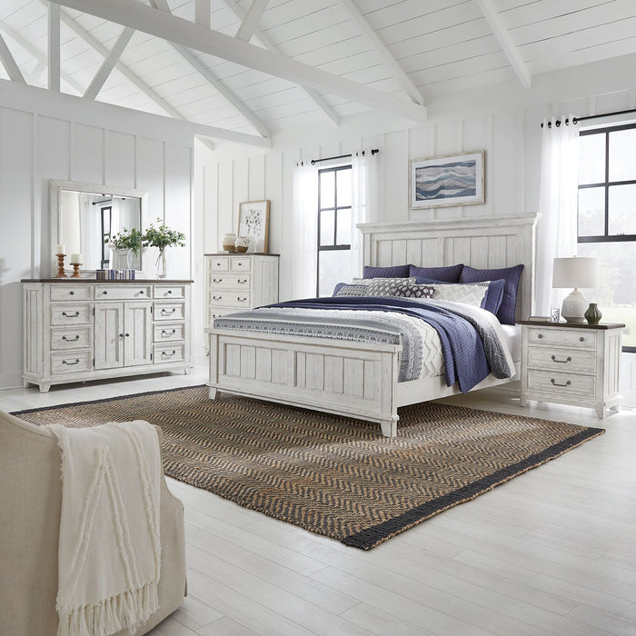 River Place - King Panel Bed, Dresser & Mirror, Chest, Night Stand