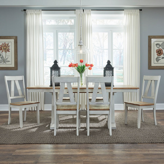 Lindsey Farm - 7 Piece Trestle Table Set