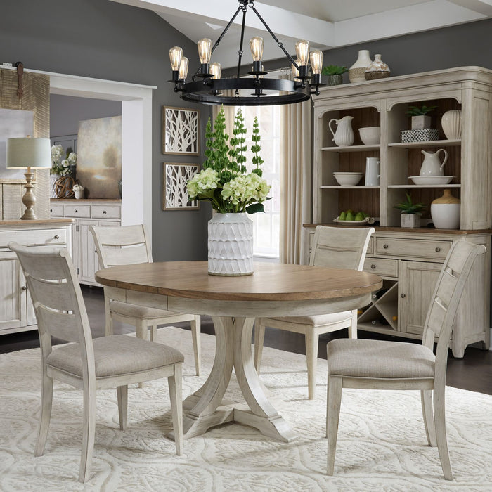 Farmhouse Reimagined - Opt 5 Piece Pedestal Table Set