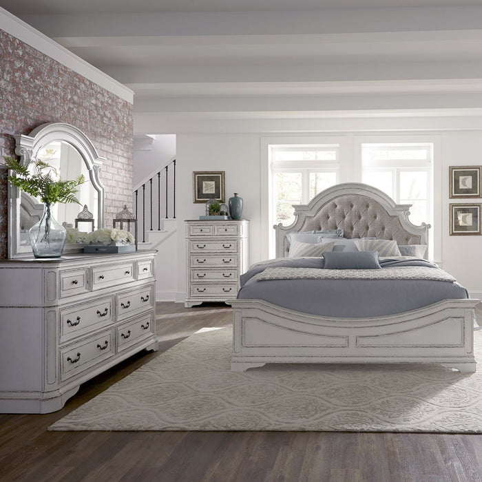 Magnolia Manor - Queen Uph Bed, Dresser & Mirror, Chest