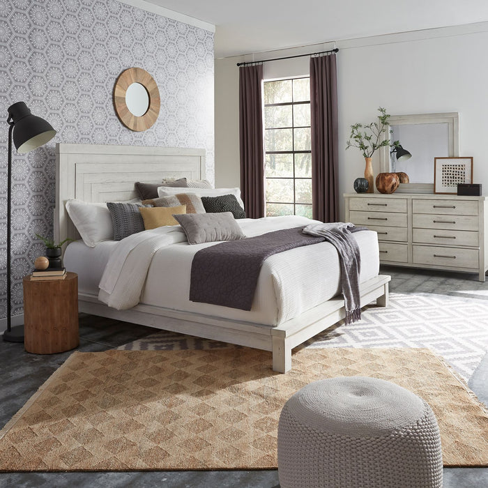 Modern Farmhouse - King Platform Bed, Dresser & Mirror