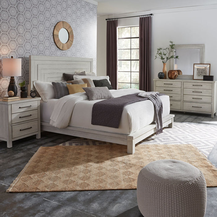 Modern Farmhouse - King Platform Bed, Dresser & Mirror, Night Stand