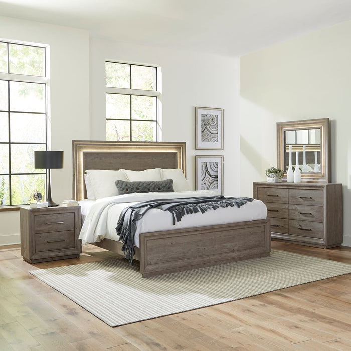 Horizons - Queen Panel Bed, Dresser & Mirror, Night Stand