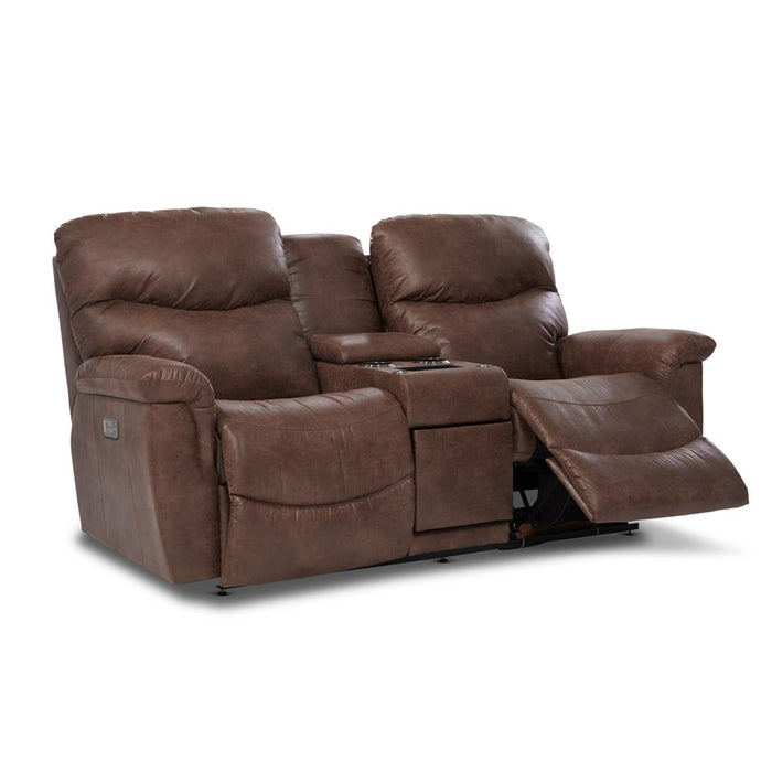 James Power Reclining Loveseat w/ Headrest & Console