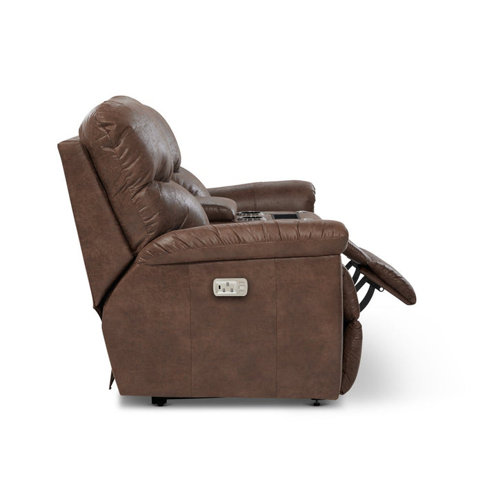 James Power Reclining Loveseat w/ Headrest & Console