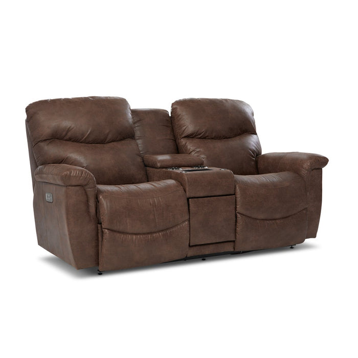 James Power Reclining Loveseat w/ Headrest & Console