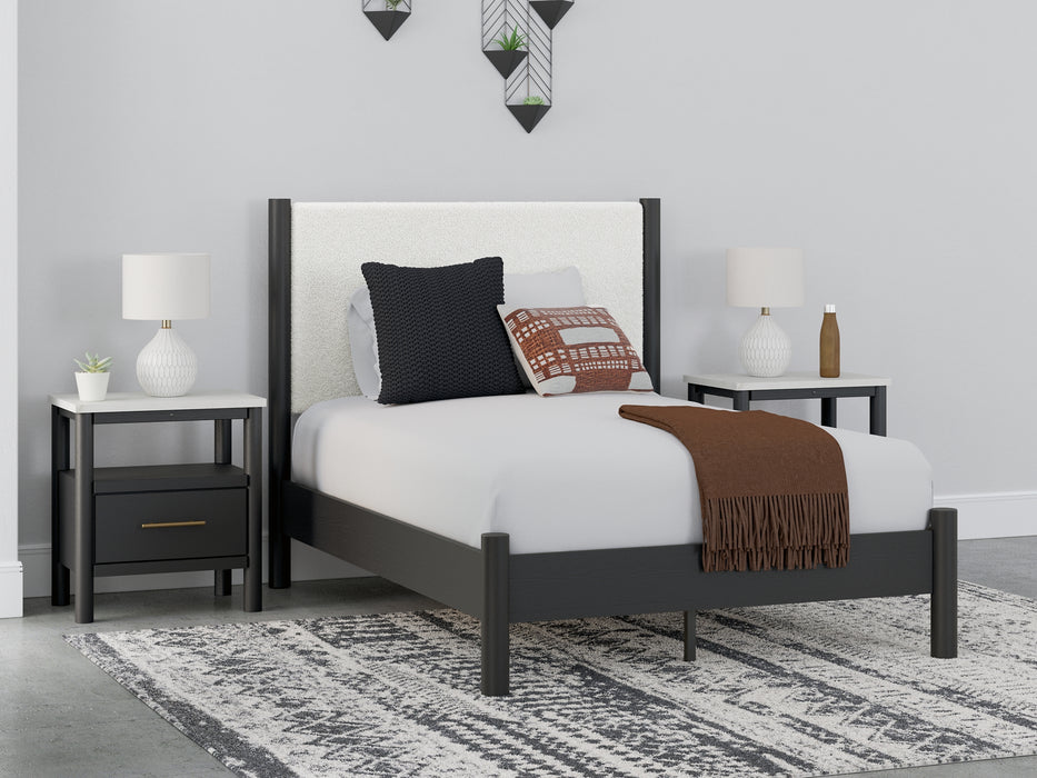 Cadmori Full Upholstered Panel Bed with 2 Nightstands