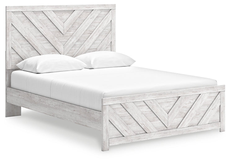 Cayboni Queen Panel Bed with Mirrored Dresser, Chest and 2 Nightstands