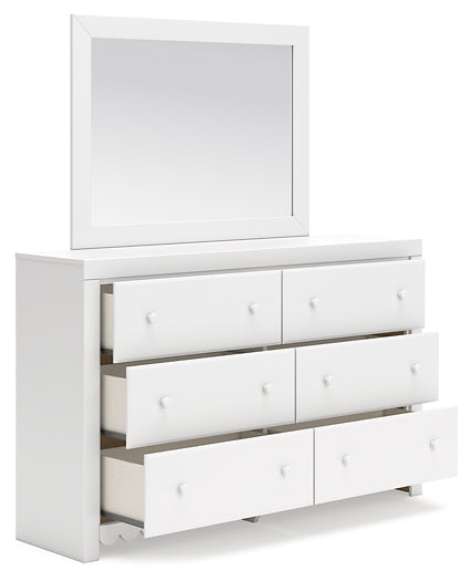 Mollviney Full Panel Storage Bed with Mirrored Dresser, Chest and 2 Nightstands