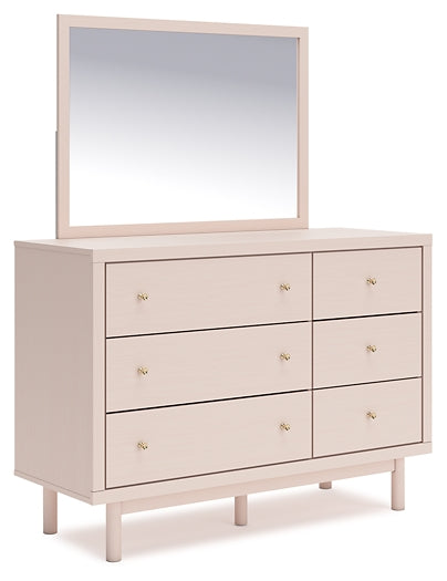 Wistenpine Full Upholstered Panel Bed with Mirrored Dresser and 2 Nightstands