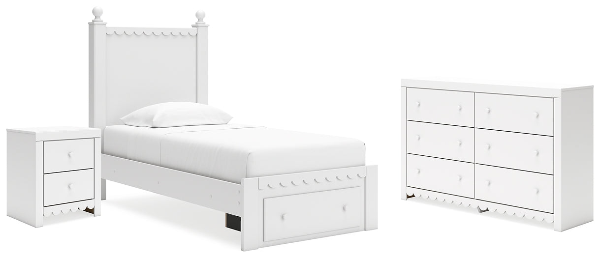 Mollviney Twin Panel Storage Bed with Dresser and Nightstand