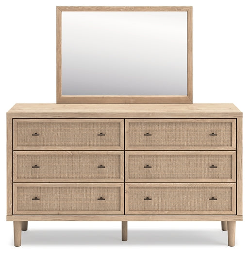 Cielden Queen Panel Bed with Mirrored Dresser and 2 Nightstands