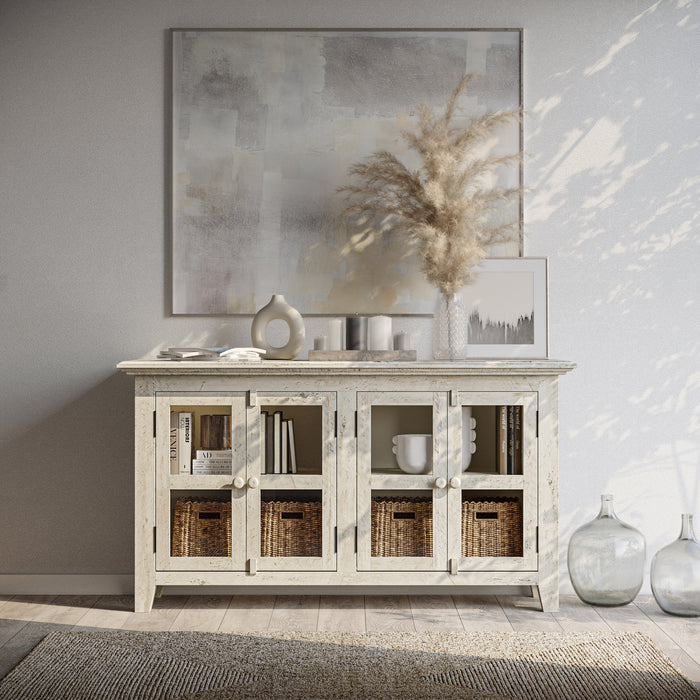 Rustic Shore 4 Door Low Accent Cabinet