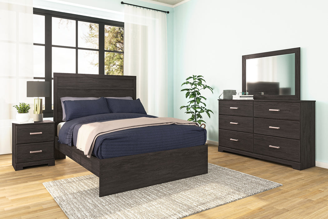 Belachime Full Panel Bed with 2 Nightstands