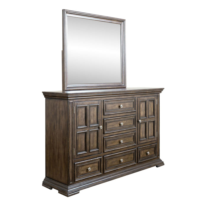 Big Valley - King Panel Bed, Dresser & Mirror, Chest