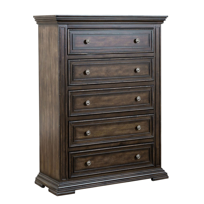 Big Valley - King Panel Bed, Dresser & Mirror, Chest