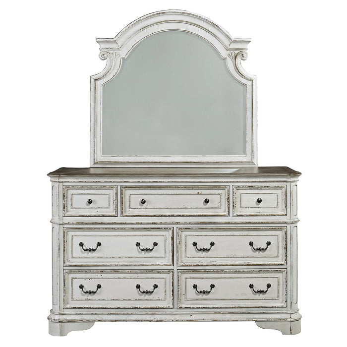 Magnolia Manor - King Uph Sleigh Bed, Dresser & Mirror, Chest, Night Stand