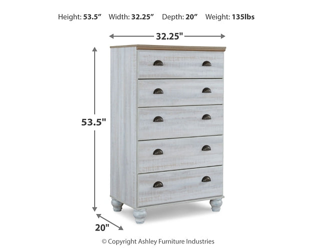 Haven Bay King Panel Storage Bed with Mirrored Dresser and Chest