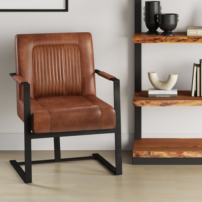 Maguire Genuine Leather Sled Accent Chair