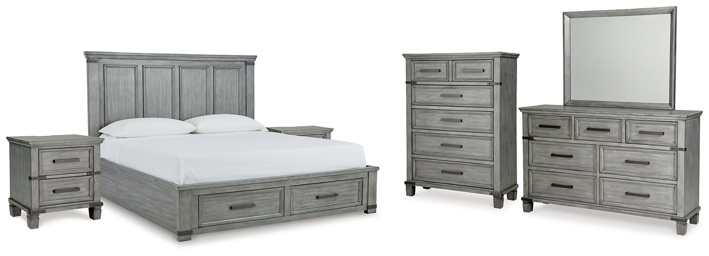 Russelyn California King Storage Bed with Mirrored Dresser, Chest and ...